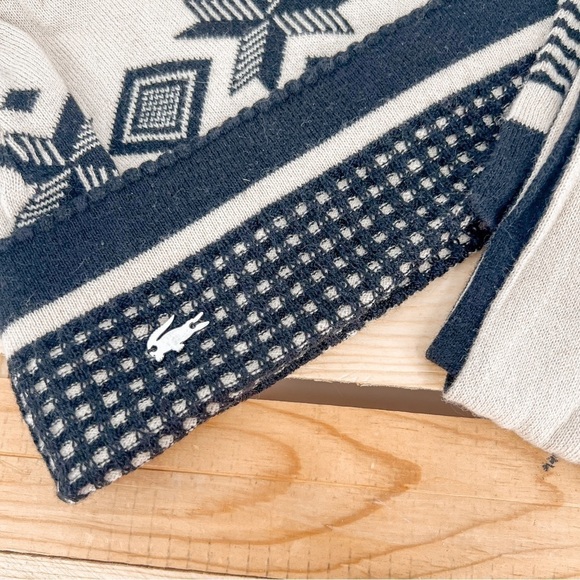 Lacoste Reversible Off-White & Black One Size Wool/Cotton Hat & Scarf Set main image 2